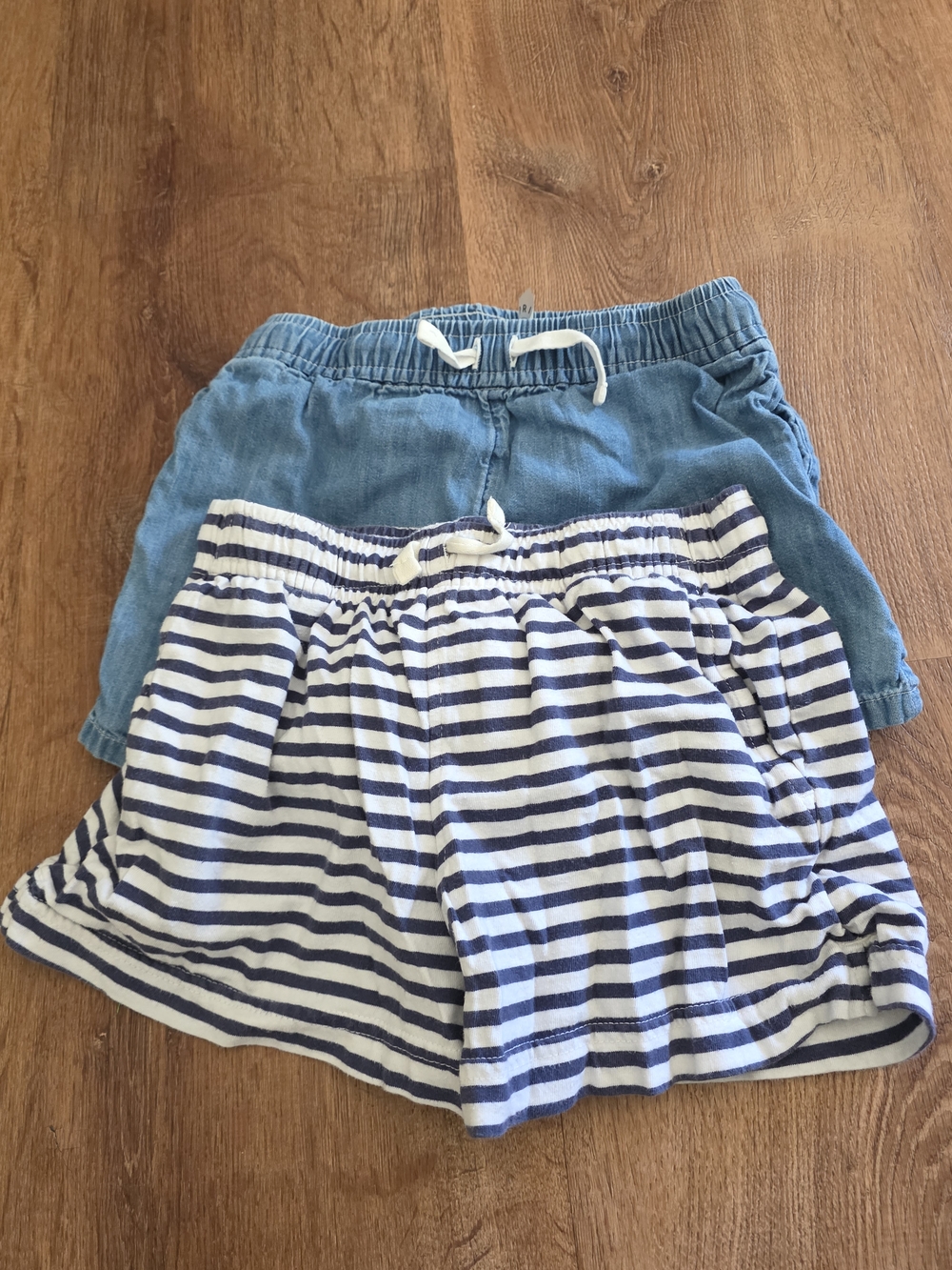 Kids PRIMARY Blue Denim and Navy Stripe Shorts Set- Boys Girls